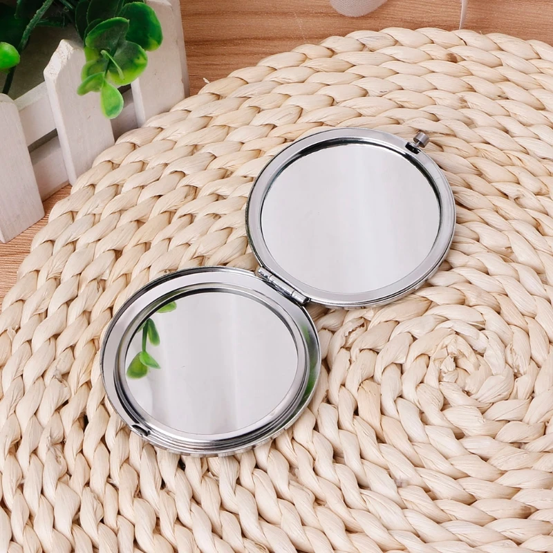 

Portable Hand Mini Pocket Makeup Mirrors Double Folded-Side Vintage for Gift