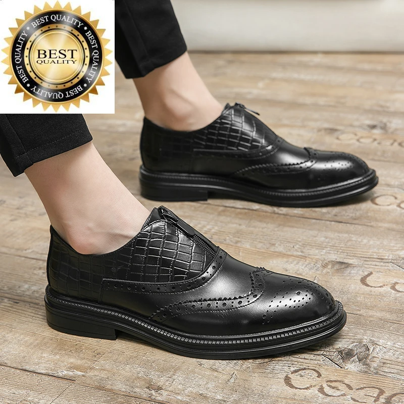 

Men Fashion For Black Shoes slip on fashion Italian Loafers Dress brogue Handmade Men's Party Wedding men moccasins