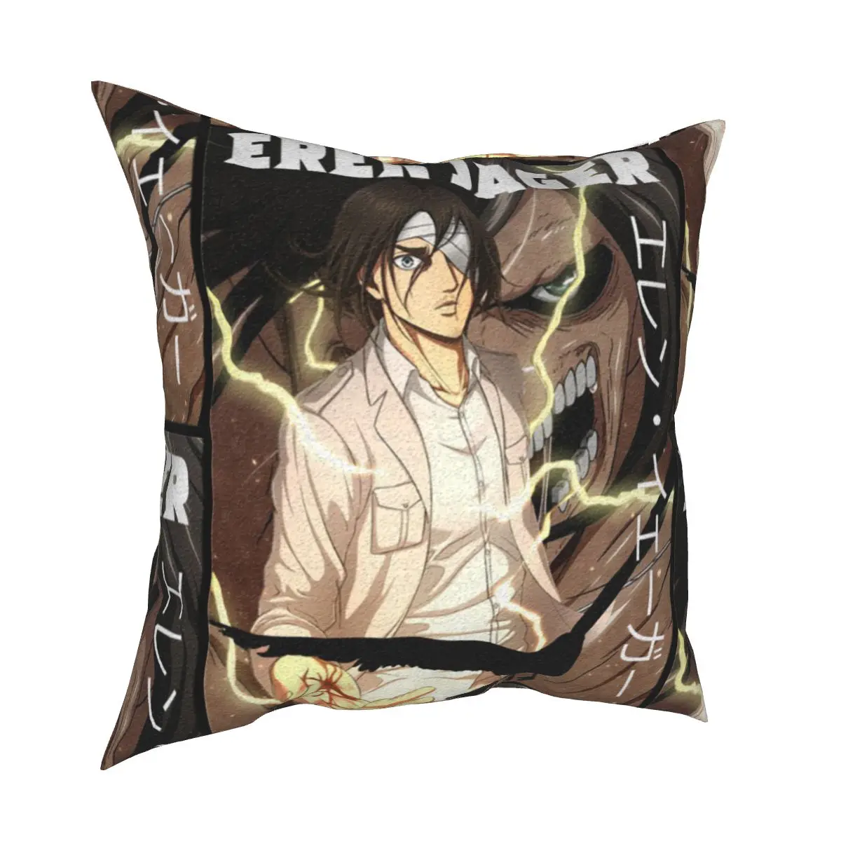 

Eren Jaeger Anime Pillowcase Otaku Forever Otaku Soft Cushion Cover Gift Throw Pillow Case Cover for Car Attack On Titan