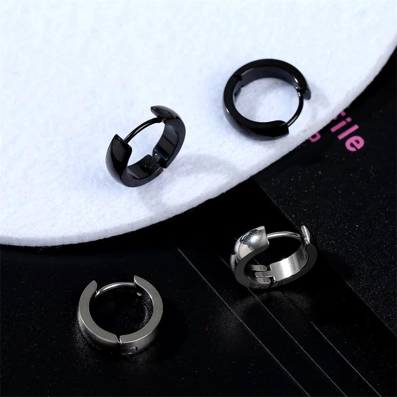 Trend Men And Women Piercing 12mm camber Earrings 2022 New Korean Version Of The Tide Titanium Steel Gothic Punk Rock Ear Stud