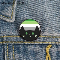 aro pride cat printed pin custom cute brooches shirt lapel teacher tote bag backpacks badge cartoon gift brooches pins for women