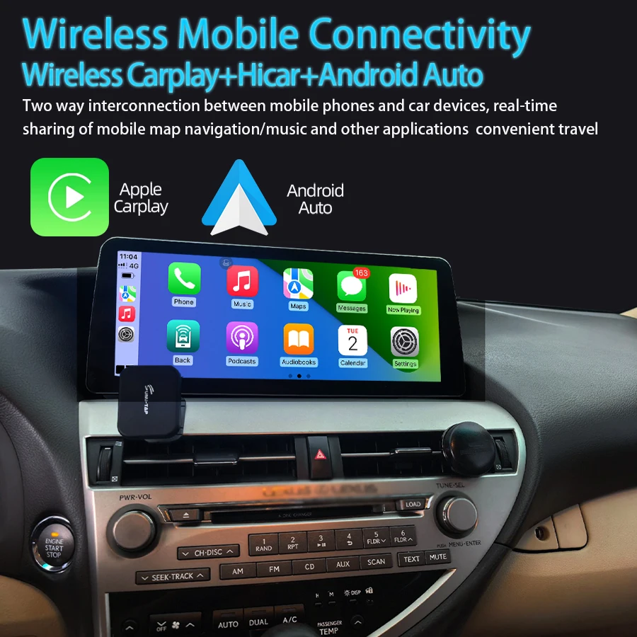 Фото Мультимедийный видеоплеер RHD 12.3'' на Linux для Lexus RX RX270 RX350 450 2009-2015 с CarPlay и Bluetooth №2