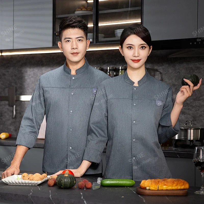 Мужская куртка шеф-повара с фартуком и длинным рукавом