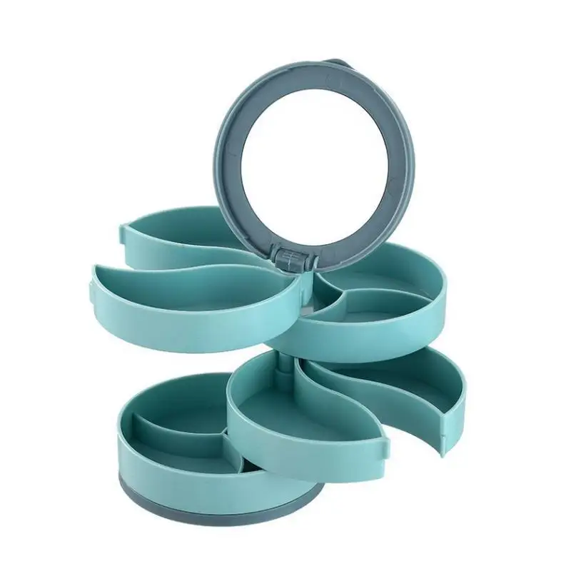 Multi Layer Jewelry Storage Box Rotating Makeup Storage Rack Necklace Earrings Circular Plastic Storage Box Bracket Display Rack