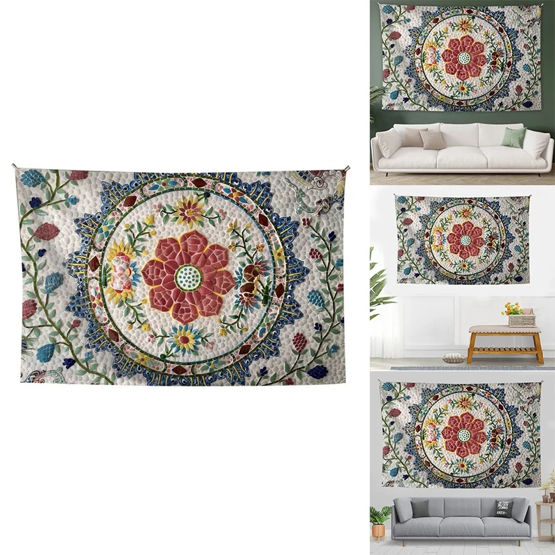 

Настенный гобелен с рисунком мандалы, цветочный медальон, настенный подвесной гобелен в богемном стиле, декор для квартиры и спальни