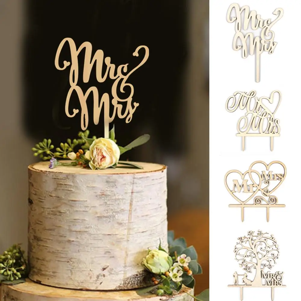 

Wooden Cake Topper Love Mr&Mrs Letters Cake Topper DIY Wedding Cake Toppers Engagement Gifts Letter Cake Decoration Supplies