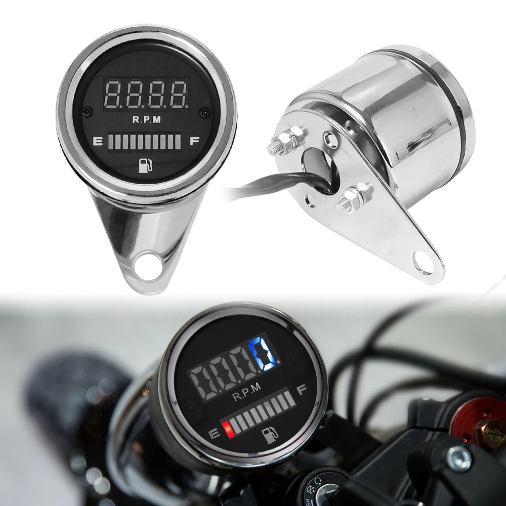 

2 in 1 Motorcycle Tachometer Indicator Oil Fuel Gauge 12V LED Bcaklight Digital Display Universal For Street Fighter Cruiser