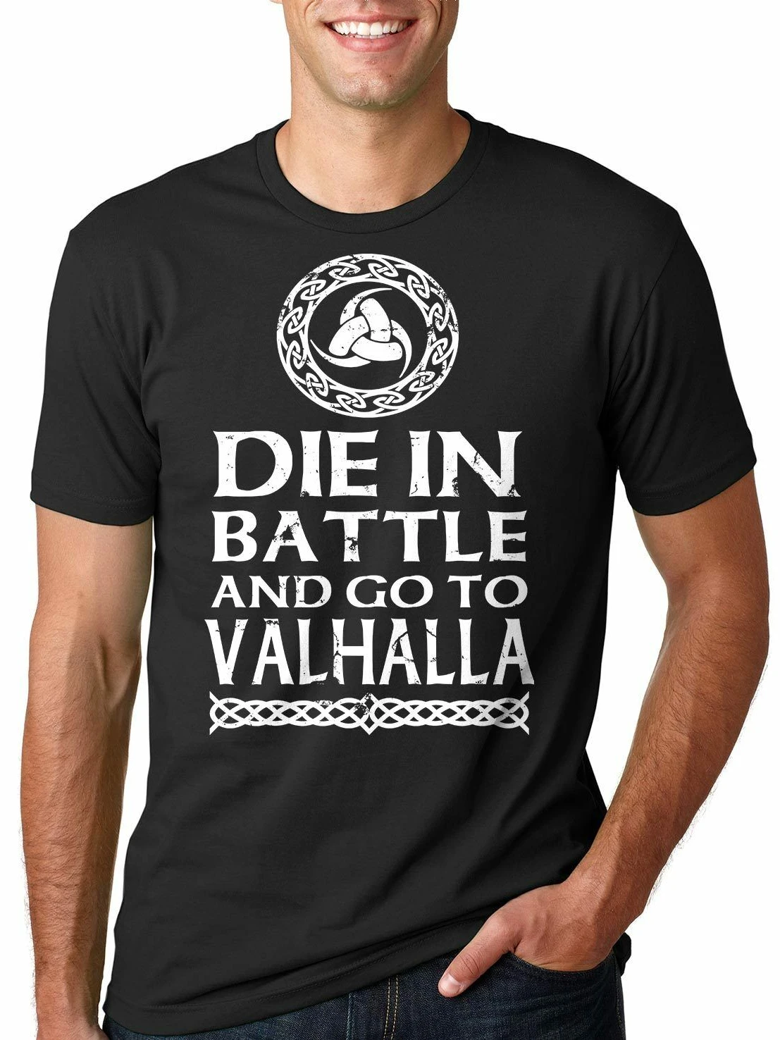 

Die In Battle and Go To Valhalla. Vikings Slogan Rune T Shirt. Short Sleeve 100% Cotton Casual T-shirts Loose Top Size S-3XL