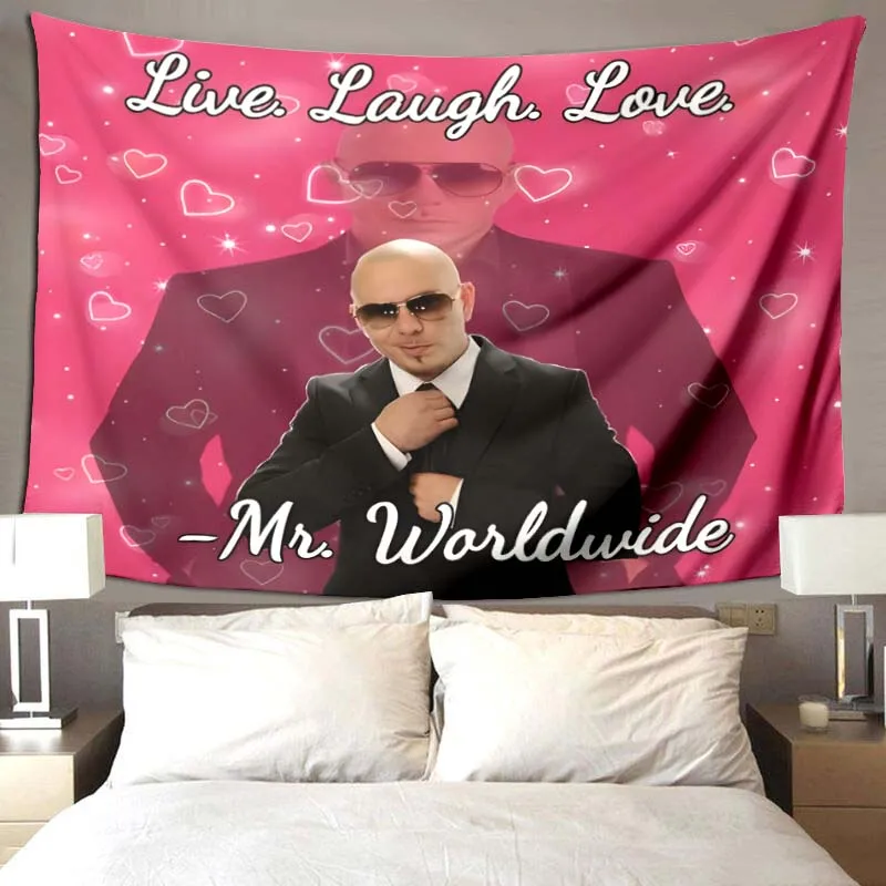 

Mr 305 Pitbull по всему миру, гобелен в стиле хиппи, ткань, макраме, настенное украшение для пляжной комнаты, тканевый ковер, коврики для йоги, прост...