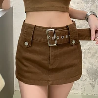 sexy mini skirt y2k for women summer korean fashion clothing harajuku style low waist bag hip skirts party club