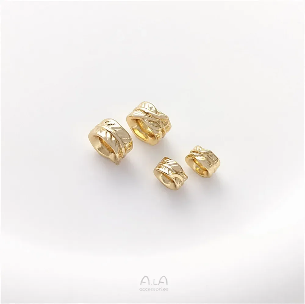 14-каратное золотое листья с большим отверстием перья-разделители бусины браслет