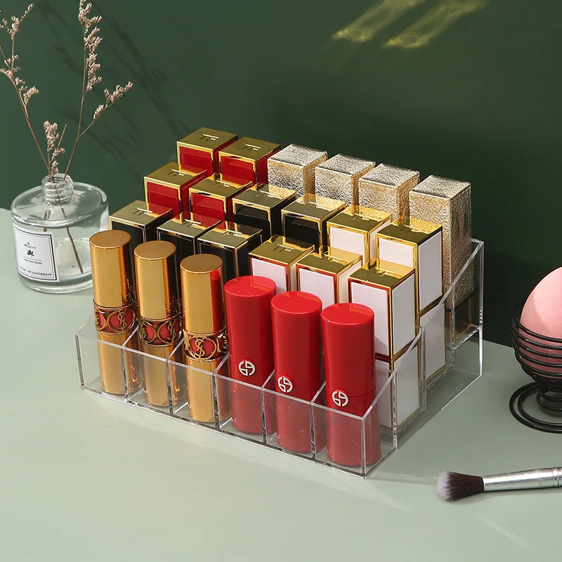 

large size Lipstick Holder Display Rack Case Cosmetic Nail Polish Make Up Organiser Box 24 Grids Acrylic Makeup Organizer
