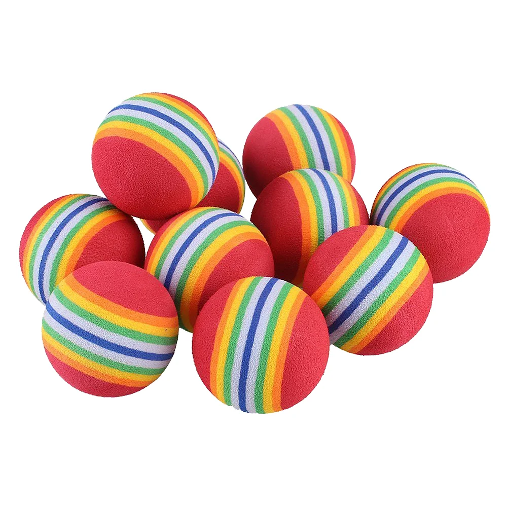 

10pcs Rainbow Ball EVA Floating Water Toy Pet Kitten Cats Snack Ball Chew Training Toy Random Color