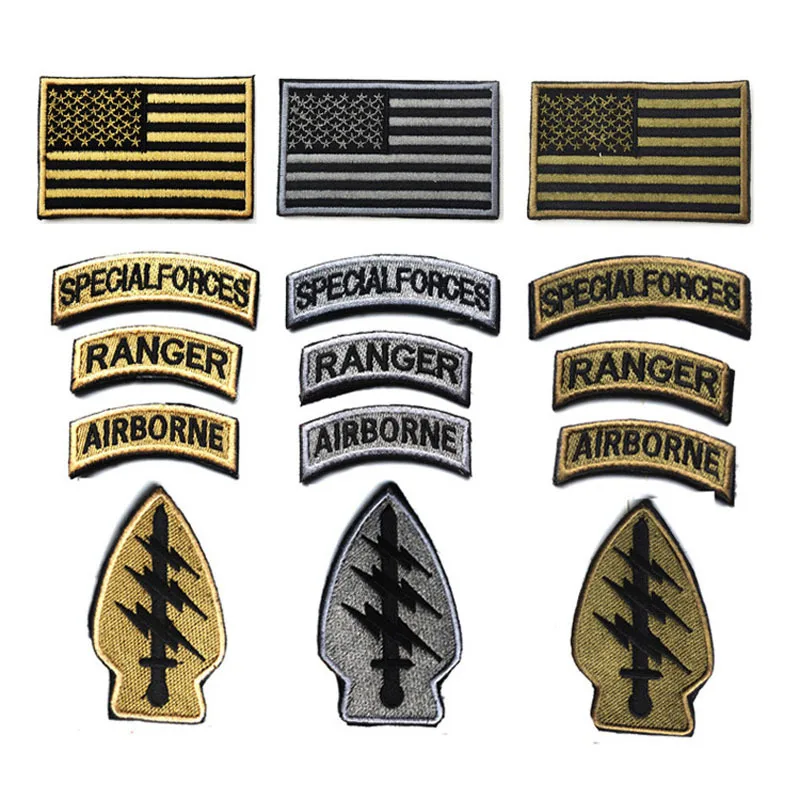 

6pcs American special lightning QUALIFICATION BADGE American flag FLAG PATCH Iron-on transfers for clothing Patches for clothing