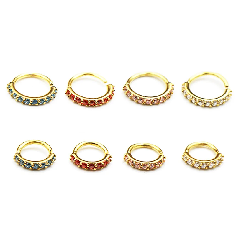 

Zircon Open Nose Ring Ear Tragus Stud Hoop Earring Lip Cartilage Helix Piercing 18G