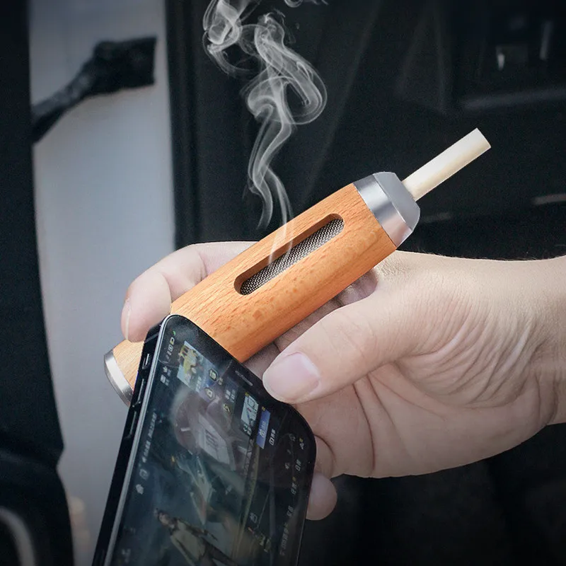 

Handheld Mini Ashtrays Anti Soot-flying Cigarette Cover Portable Car Ashtray Wood Cigarette Holder for Working Driveing Gameing