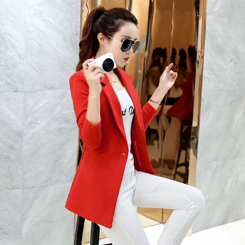 

Женский блейзер, новинка весны-лета 2023, модный офисный костюм в Корейском стиле с рукавом три четверти, повседневный короткий Блейзер, женский пиджак, R08