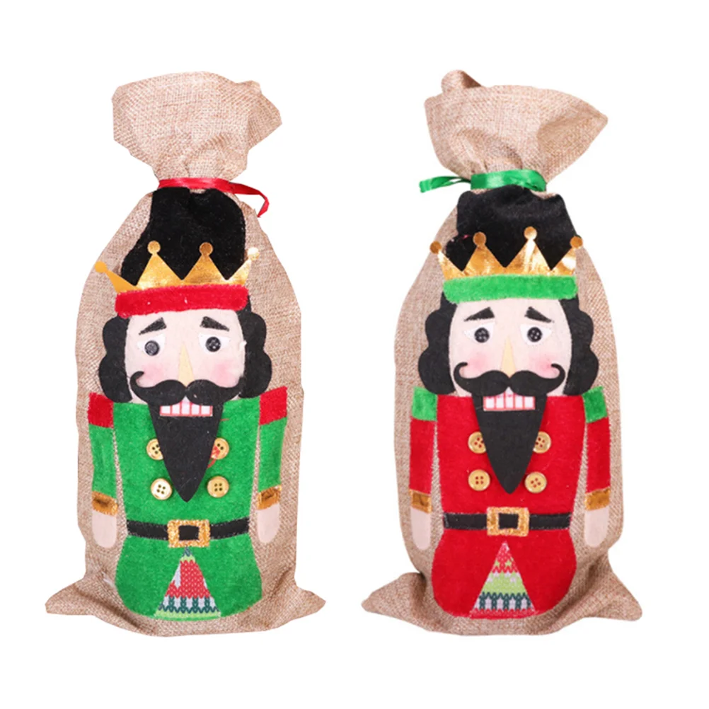 

Christmas Bottlecovergift Santa Holiday Drawstring Toppers Tableware Holder