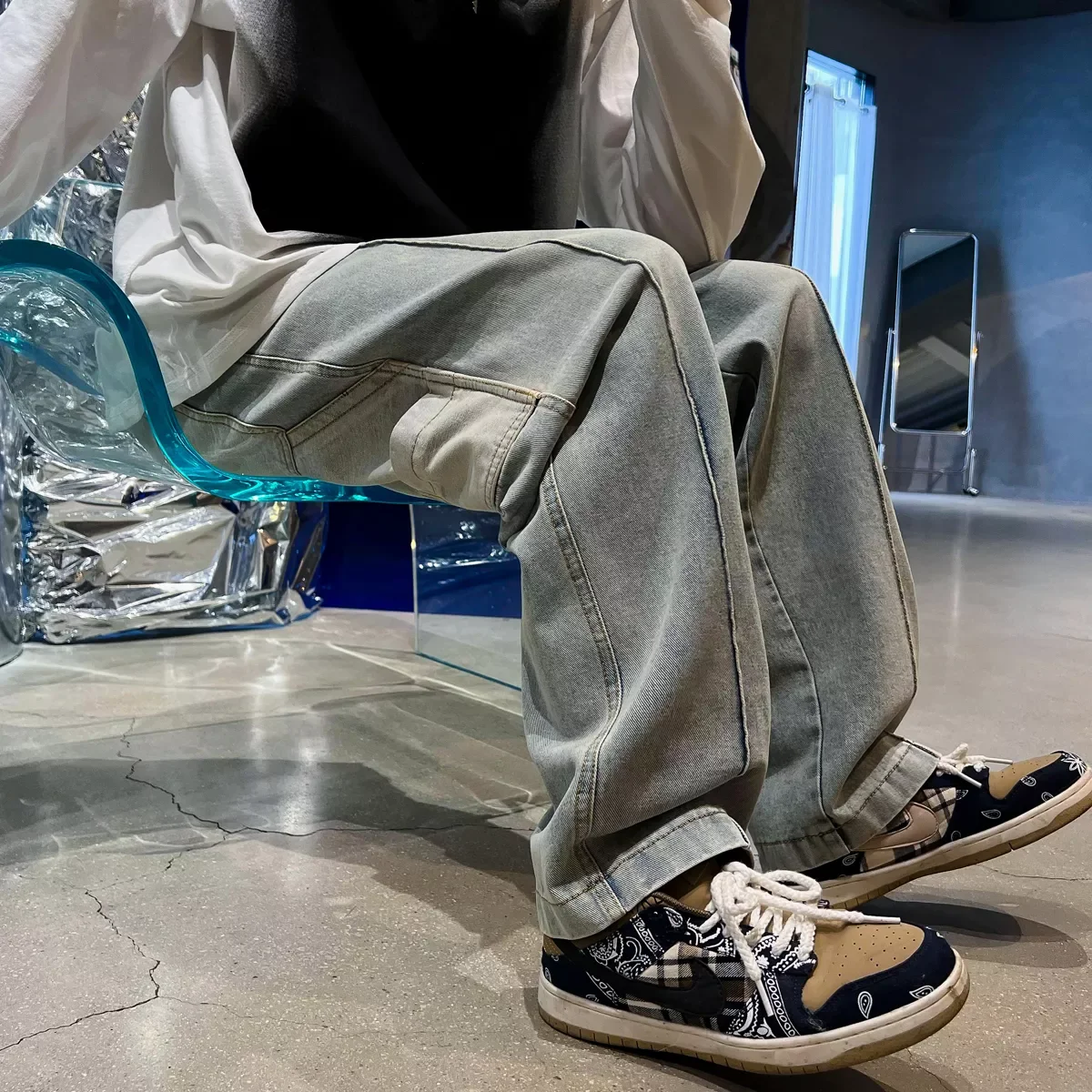 2022New Straight Men Jeans asthetic New Man Jeans Pants for boy Casual Baggy hip hop Men's Women's jeans Neutral Denim T