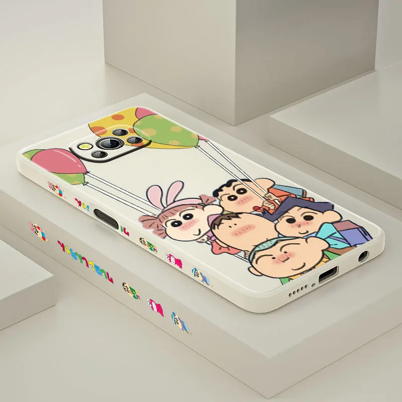 

Anime Crayon Shin-chan For Xiaomi POCO X3 NFC F3 GT M3 M2 Pro C3 X2 Mix4 11 Ultra Silicone Liquid Left Phone Case Coque Capa