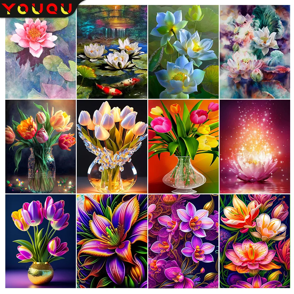 

YOUQU Diamond Painting DIY Full Round/square Diamond Flower Embroidery Diamond Mosaic Picture Home Decoration Art Gift