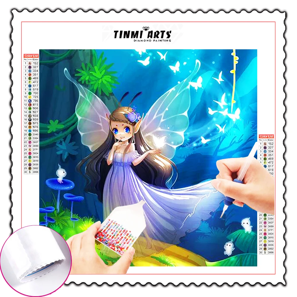 

Forest Butterfly Elf Girl 5D Diamond Painting Kits Gift Full Round With AB Drill Design Home Decor Embroidery Display Animal Art