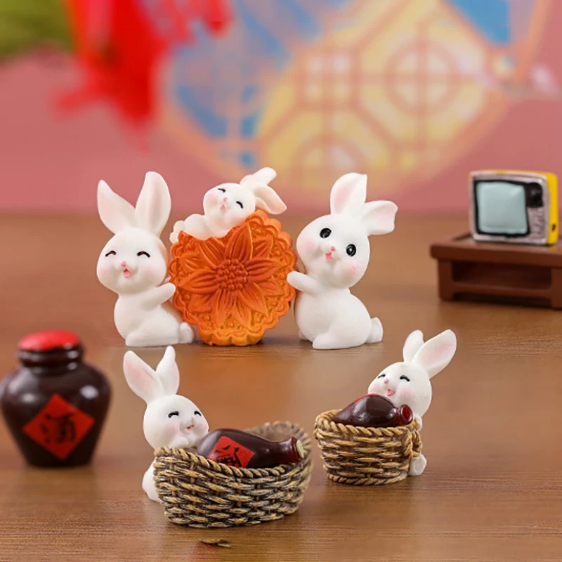 

Miniature Cute Chinese New Year of the Rabbit Zodiac Micro Landscape Dollhouse Bunny Ornament