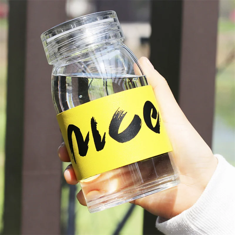 

450ML Glass Cup Sleeve Anti-scalding Insulation Student Water Cup High Temperature Resistant Portable Cup Transparent Juice Cup