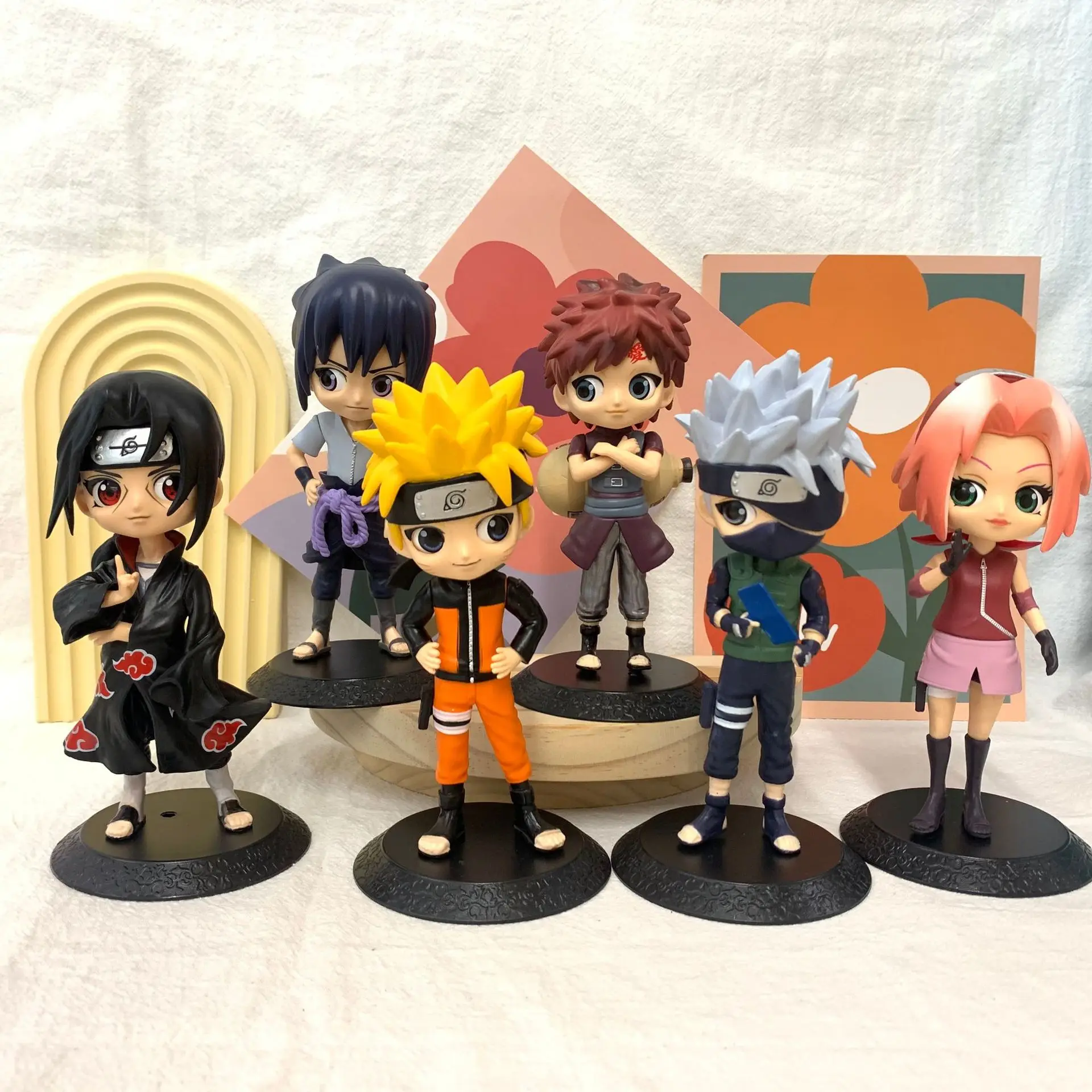 

6PCS/Set 15cm Anime Naruto Figure Uzumaki Naruto Kakashi Uchiha Sasuke Itachi Cute Toys Q Figurals Car decoration Model