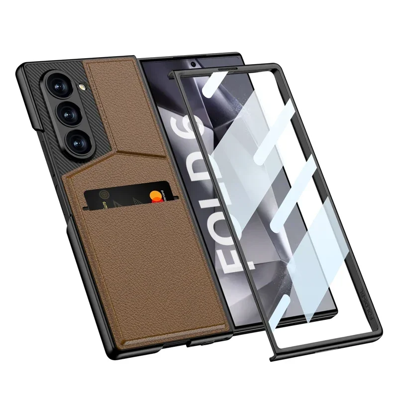 Чехол для Samsung Galaxy Z Fold 6 GKK деловой простой кожаный флип-чехол с подставкой