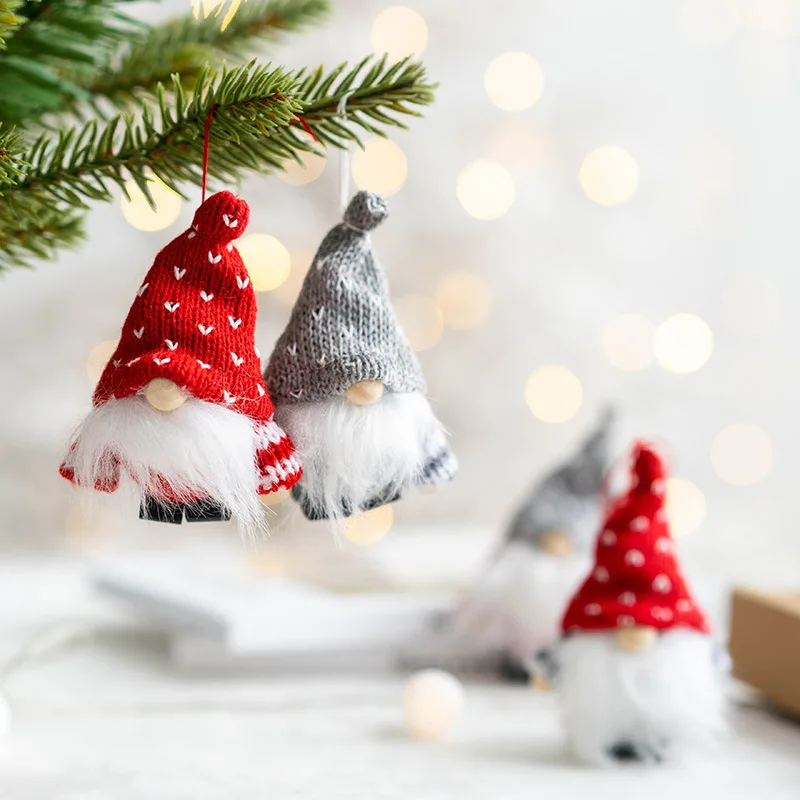 

Santa Claus Pendant Wool Felt Faceless Angel Elf Decoration Christmas Spirit Stuffed Toy Set Small Gift Christmas Tree Hanging