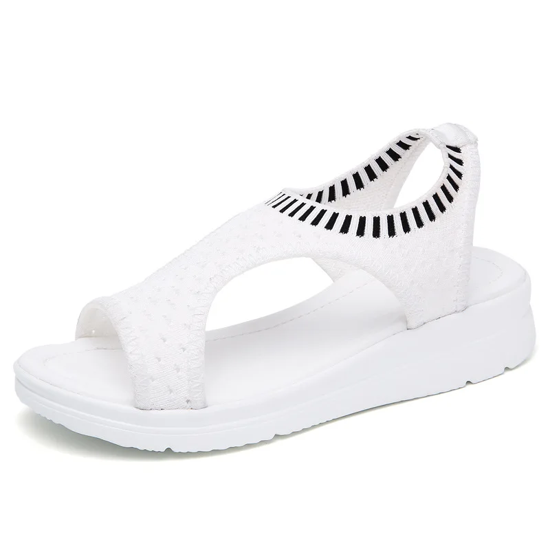 

Summer New Fashion Student Sports Sandals Women's Breathable Elastic Straps Thick Bottom Fish Mouth Mesh Casual Sandals