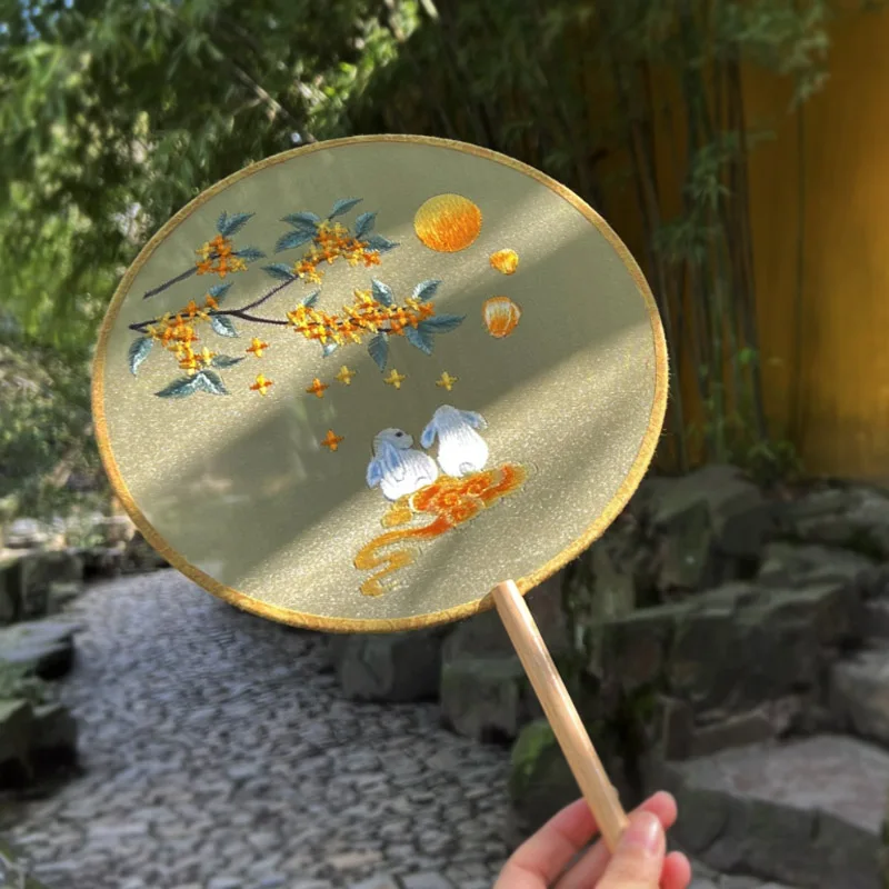 Круговой вентилятор ханьфу Чонсам детский двусторонний подходящий танцевальный реквизит в древнем стиле круглая кастрюля Шелковый изысканный материал