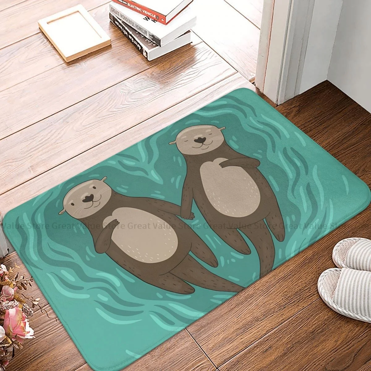 

Otters Animal Non-slip Doormat Kitchen Mat Otterly In Love With You Balcony Carpet Entrance Door Rug Bedroom Decor