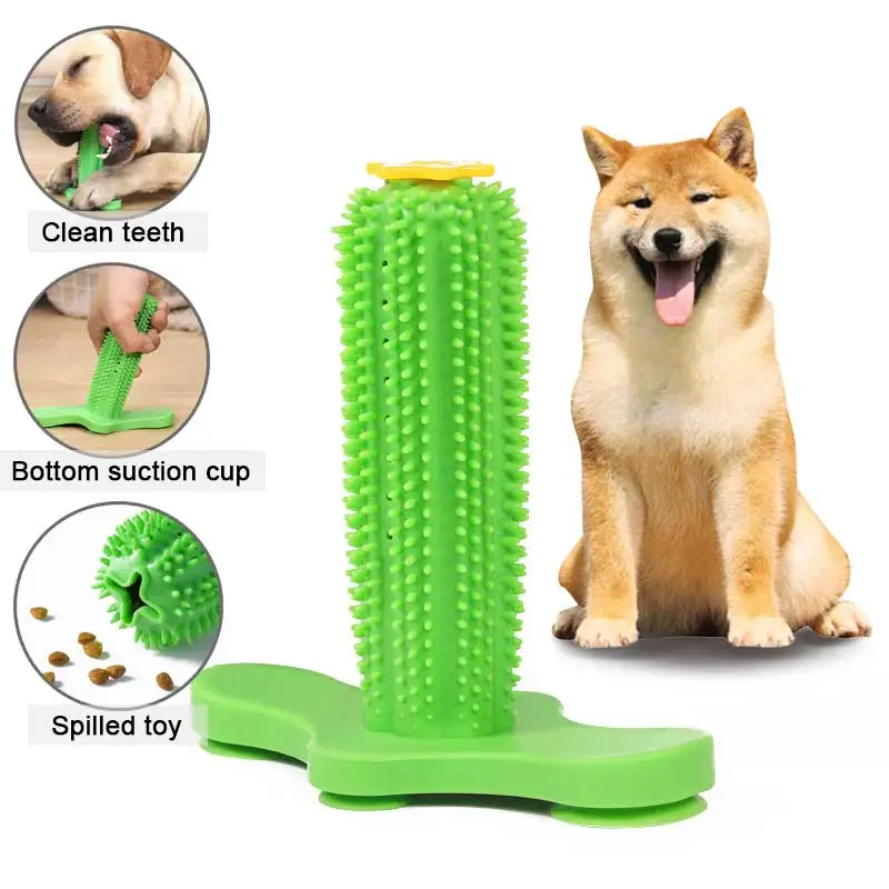 

Dog Chew Toys Dog Rubber Toothbrush Teeth Cleaning Toy Pet Brushing Stick Pet Supplies Puppy Cactus Interactive Toys For Dogs