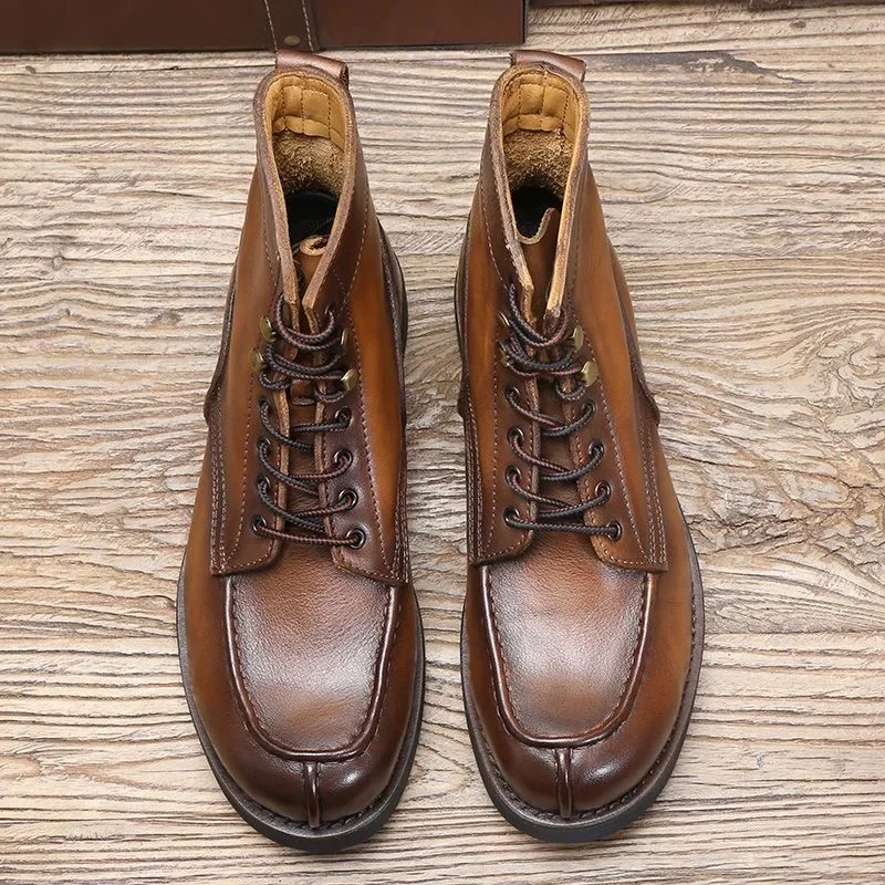 Мотоциклетные ботильоны Мужские ботинки из коровьей кожи