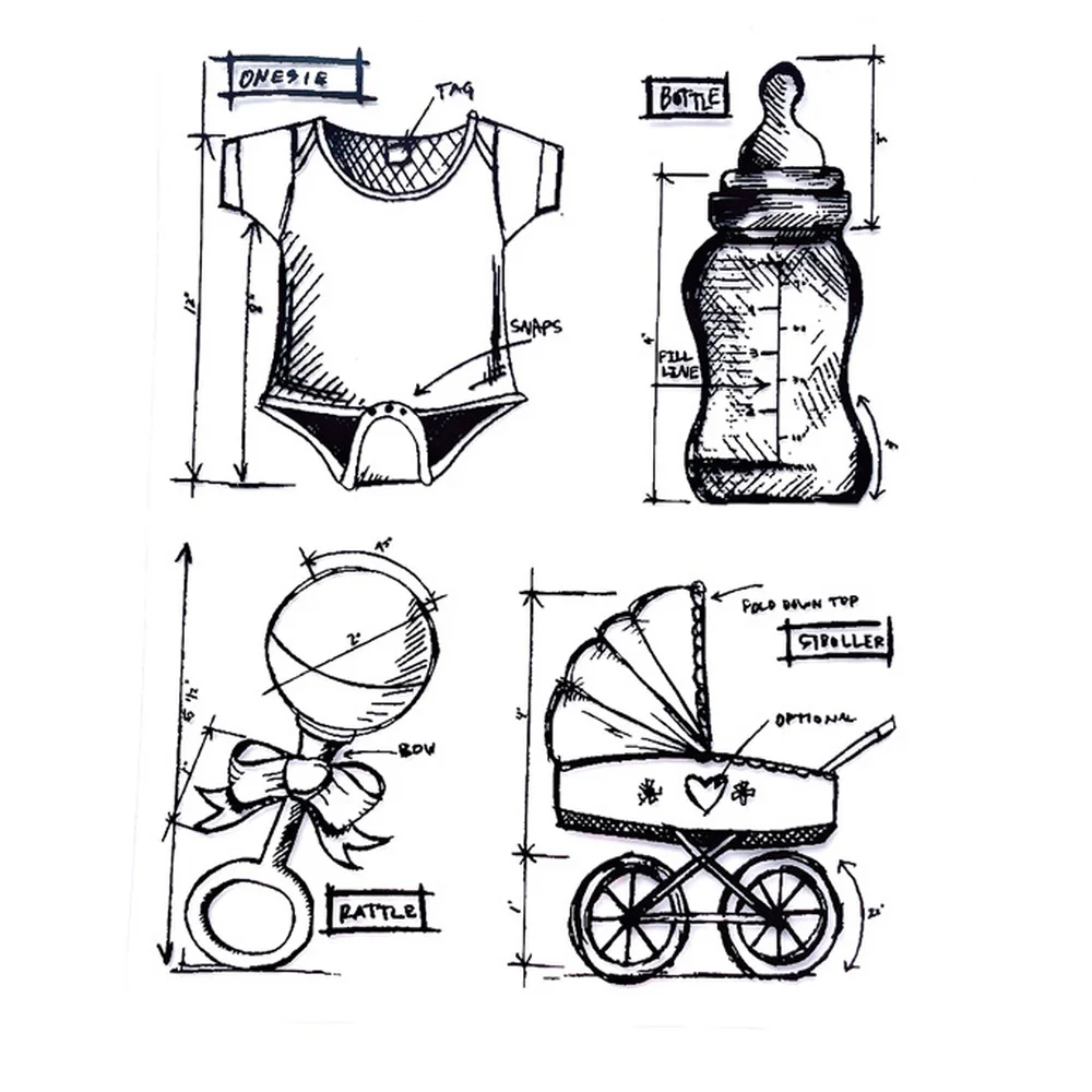 

2022 New Baby Pacifier Transparent Clear Silicone Stamp DIY Scrapbooking Embossing Decoration Album Card Rubber Stamp 11x16cm