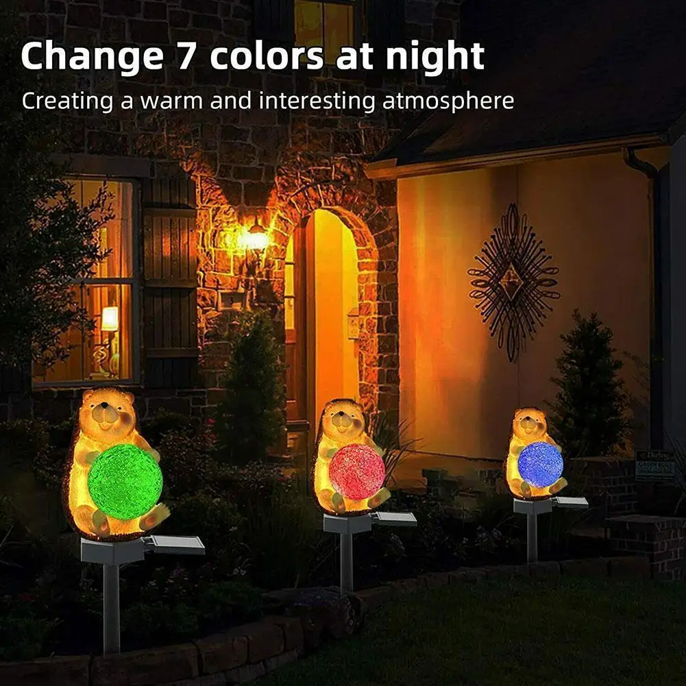 

Outdoor Solar Lights Hedgehog Floor Light Waterproof Lawn Lights Decoration Garden Decoration Light Landscape Pathway Yard F6s9