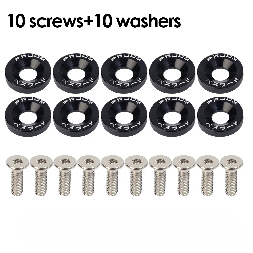 

Шайбы для крыльев JDM, набор болтов M6, модификация автомобиля, прокладка, винт, бампер крыла, двигатель, алюминиевые вогнутые винты, шестигранный крепеж для Honda