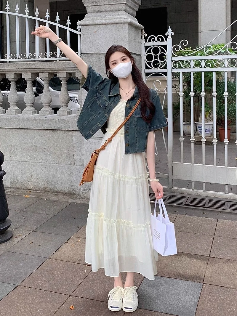 Rouje Bgmok джинсовое пальто с короткими рукавами и французским рукавом женская