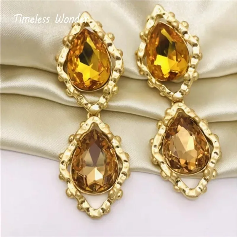 Женские серьги-клипсы с кристаллами в стиле панк