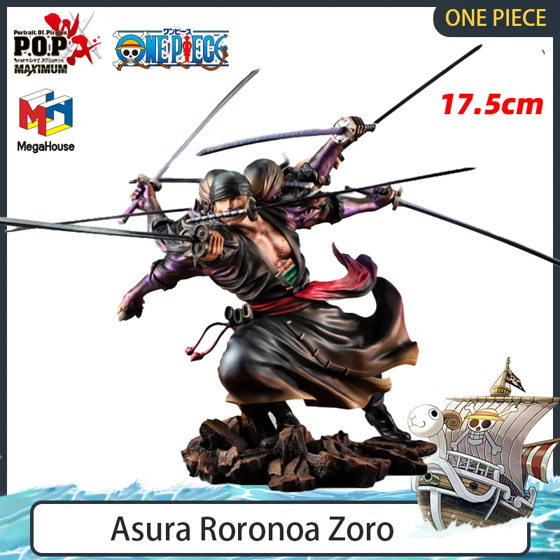 В наличии подлинная MegaHouse MH POP MAX One Piece аниме-фигурка 17 5 см Roronoa Zoro Nine Swords Asura игрушка