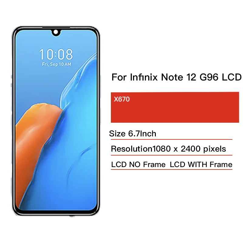 Фото 6,7 '' протестировано для Infinix Note 12 G96 X670, ЖК-дисплей, дигитайзер сенсорного экрана в сборе для Infinix X670, замена ЖК-дисплея №2