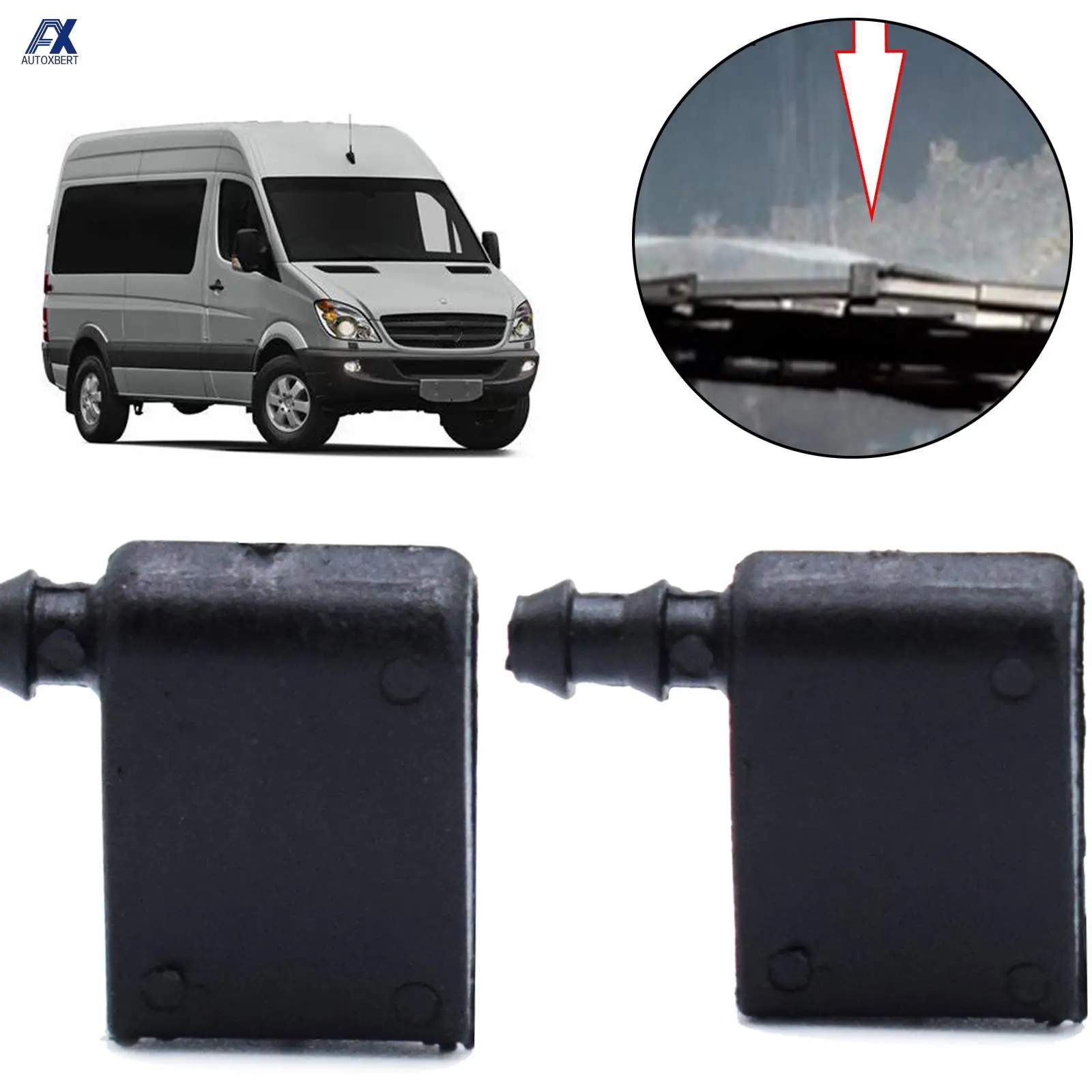 

Универсальная форсунка омывателя для Mercedes Benz Sprinter VW Crafter 2500 3500, установленная на рычаг стеклоочистителя 2E 1955985 2Е 1955986