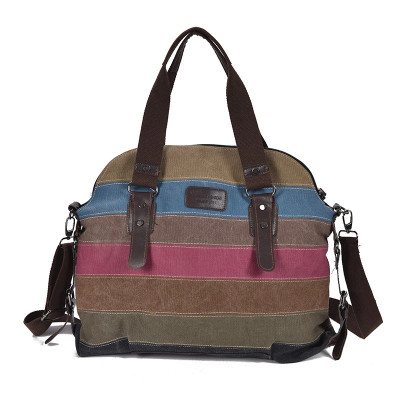 

Femal Shoulder Tote Canvas Women's Bag 2022 Trend Fashion Stripe Splicing Luxury Designer Round Bags for Women Handbag Crossbody