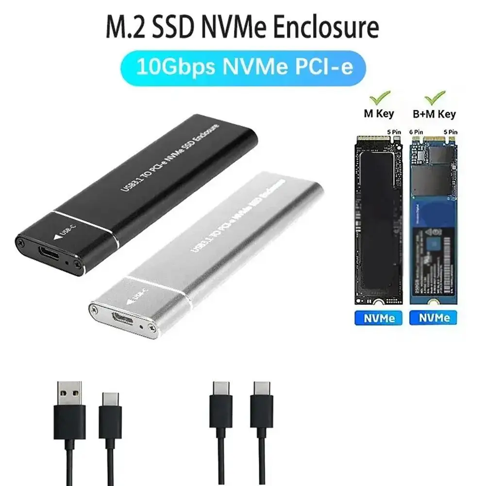 Алюминиевый корпус M.2 Nvme для Ssd-накопителя Usb C 3 1 Gen2 10 Гбит/с Pcie внешний 2230/2242/2260/2280 M2