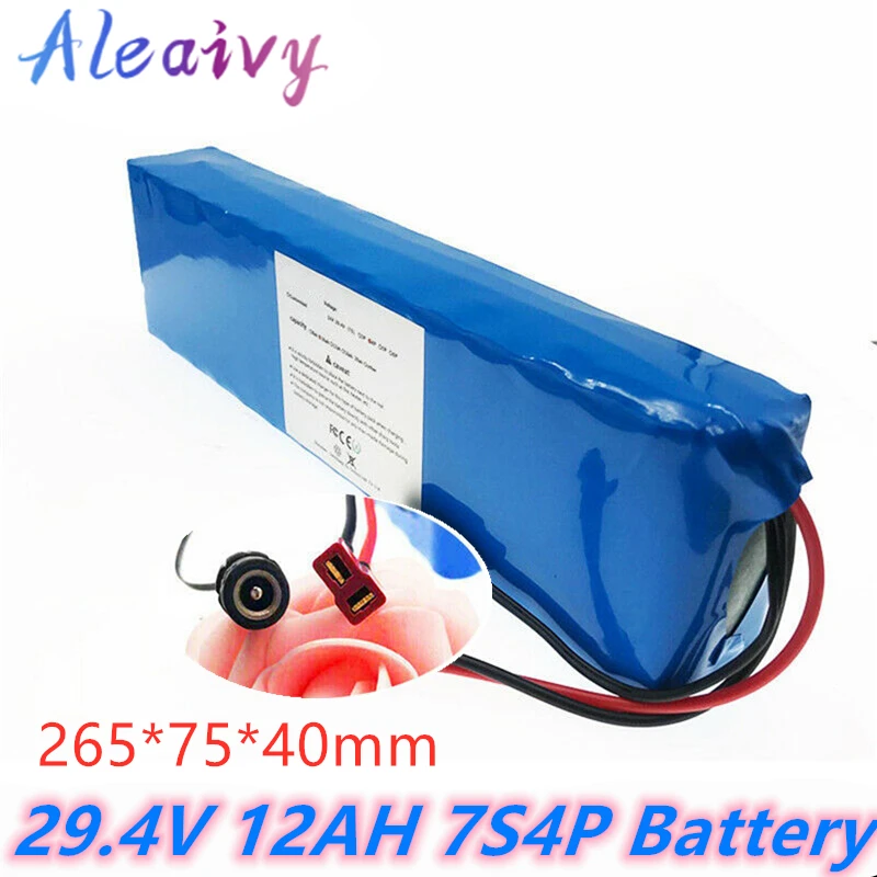 

Литий-ионный аккумулятор Aleaivy 7S4P 24 В 12000 мАч для электровелосипеда, скутера, 29,4 в, 18650 перезаряжаемые батареи