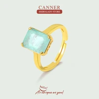 canner tourmaline sky blue 925 sterling silver rings for women bague femme accessories natural wedding party ring adjustable