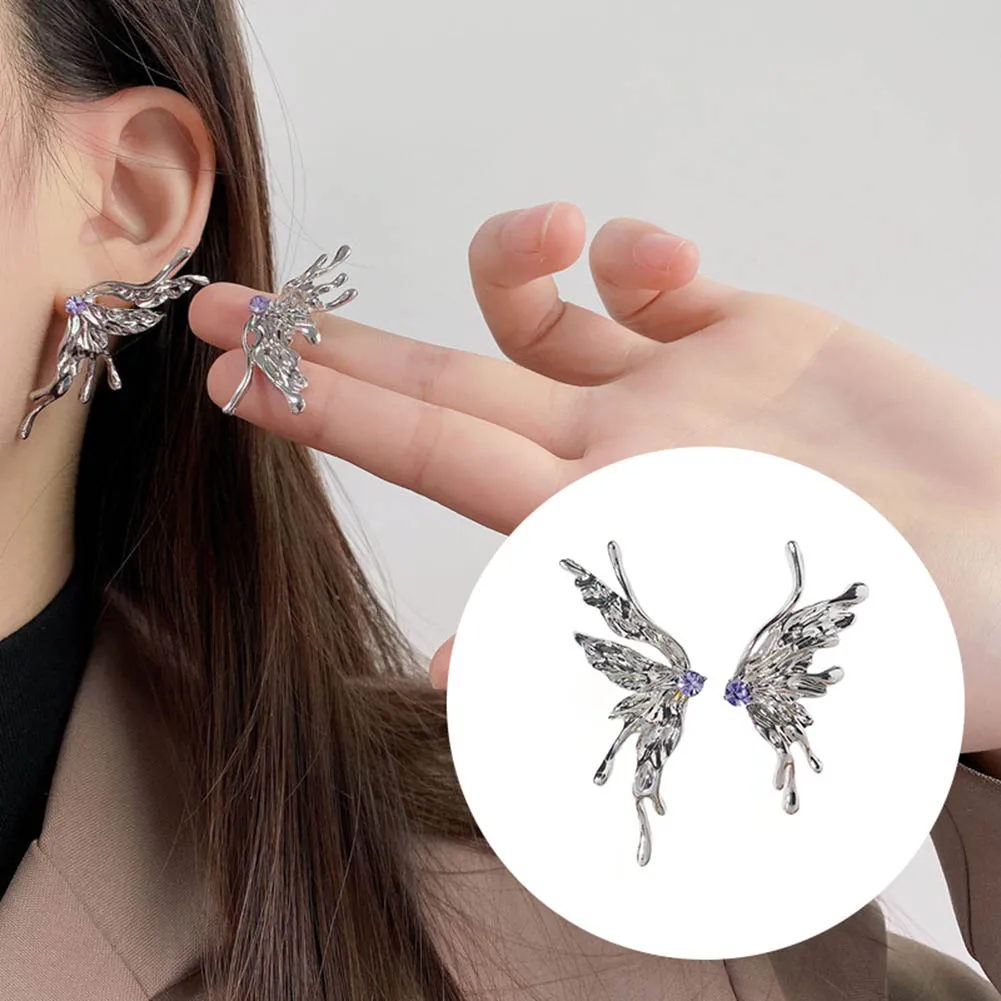 

Korean Fashion Gothic Punk Style Stereo Butterfly Womens Earring for Cool Female Metal Dangle Earrings Party Jewelry Set
