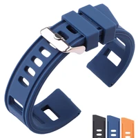 rubber soft watch band bracelet 20mm 22mm orange blue black strap women men waterproof silicone watchband with polished buckle